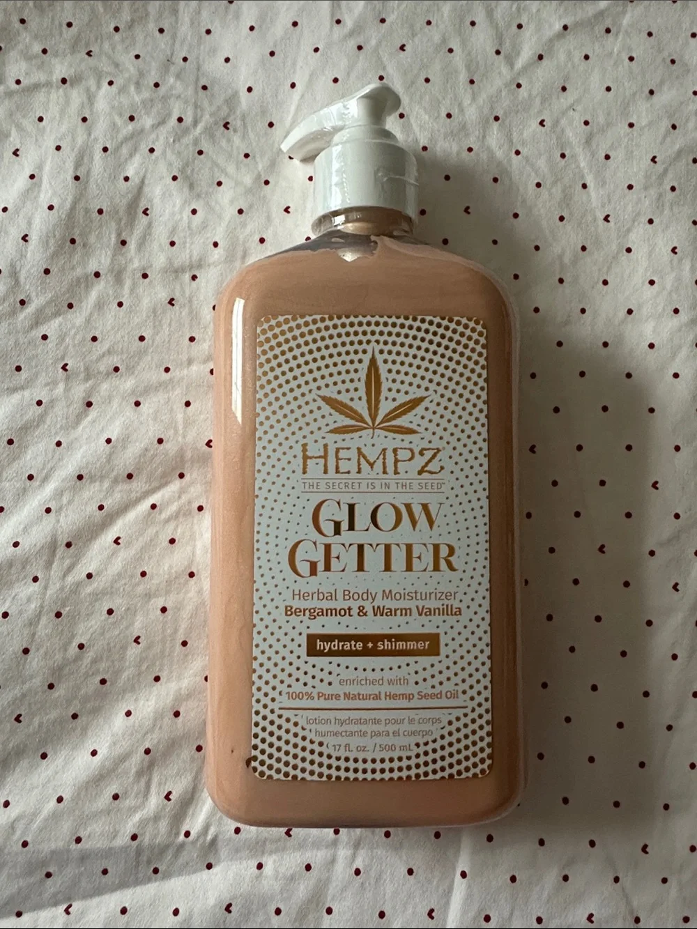 Hempz Glow Getter Herbal Body Moisturizer 17fl oz — Peach/Gold Bottle